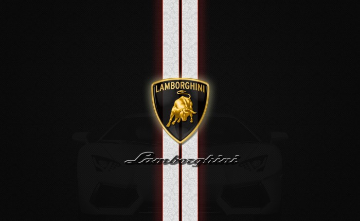Белая полоса и логотип Lamborghini