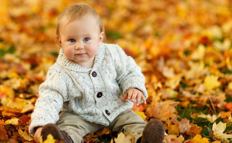 Малыш в желтых листьях