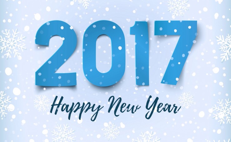 Синяя новогодняя надпись 2017