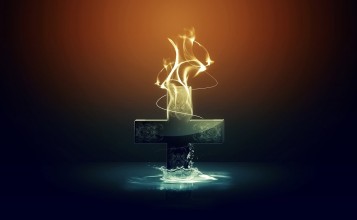 Крест с огнем в воде