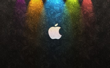 Логотип Apple с цветами на заднем плане