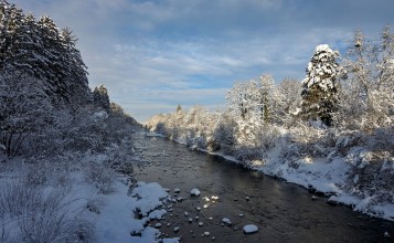 Зимняя река в лесу