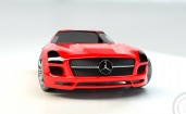 Красный Mercedes SLS спереди