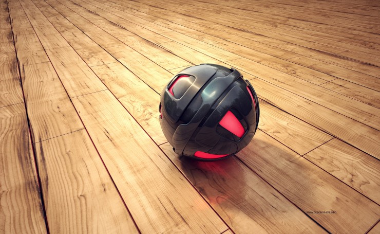 3D сфера на деревянном полу