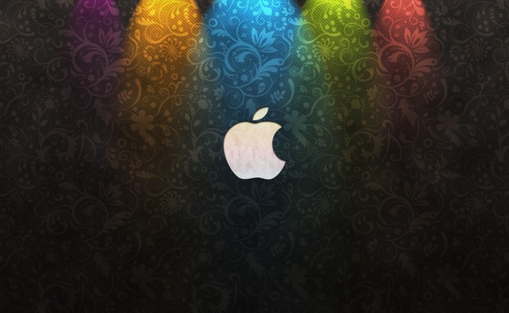 Логотип Apple с цветами на заднем плане