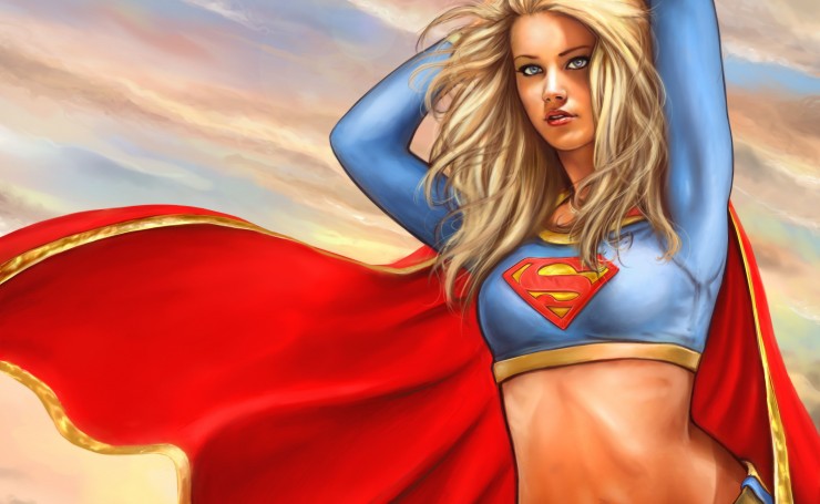 Рисунок блондинки Supergirl