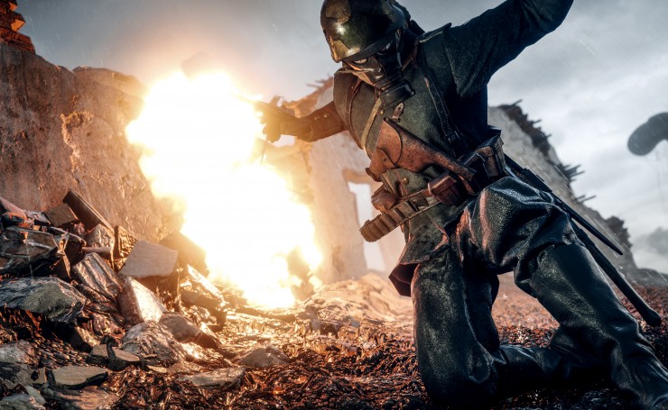 Солдат на фоне взрыва, Battlefield 1