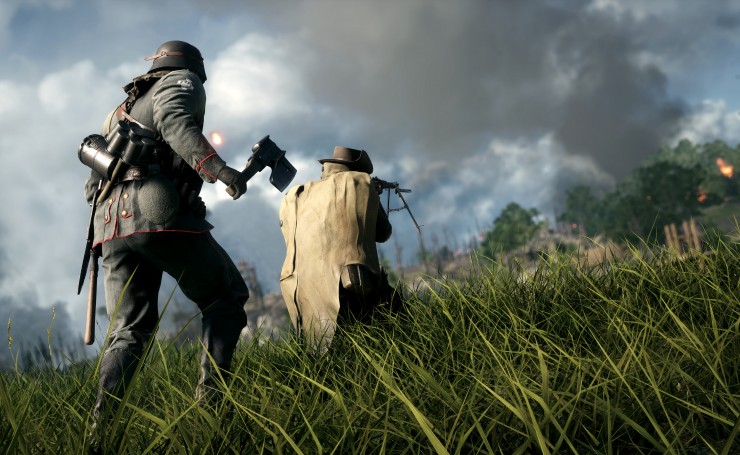 Солдат с топором позади снайпера, Battlefield 1
