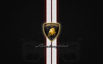 Белая полоса и логотип Lamborghini