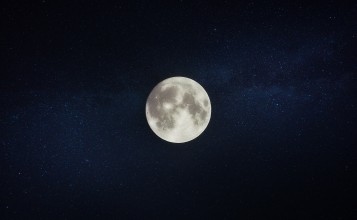 Круглая луна в ночном небе