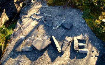 Надпись Love и сердечки из камней