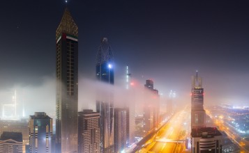 Небоскребы в тумане, Дубай