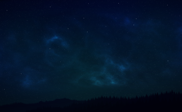 Ночь, звездное небо, лес