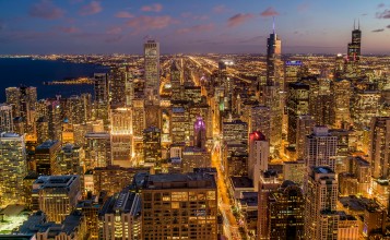 Ночной Чикаго, вид сверху