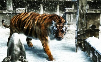 Тигр на снегу, арт