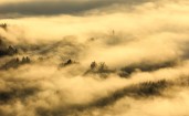 Густой туман над землей, вид сверху
