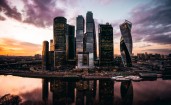 Москва-Сити, небоскребы на закате