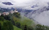 Облака, туман, горы, дома