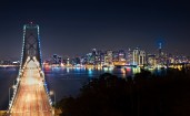 Подсветка на мосту в Сан-Франциско