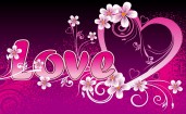 Розовое сердце и надпись Love