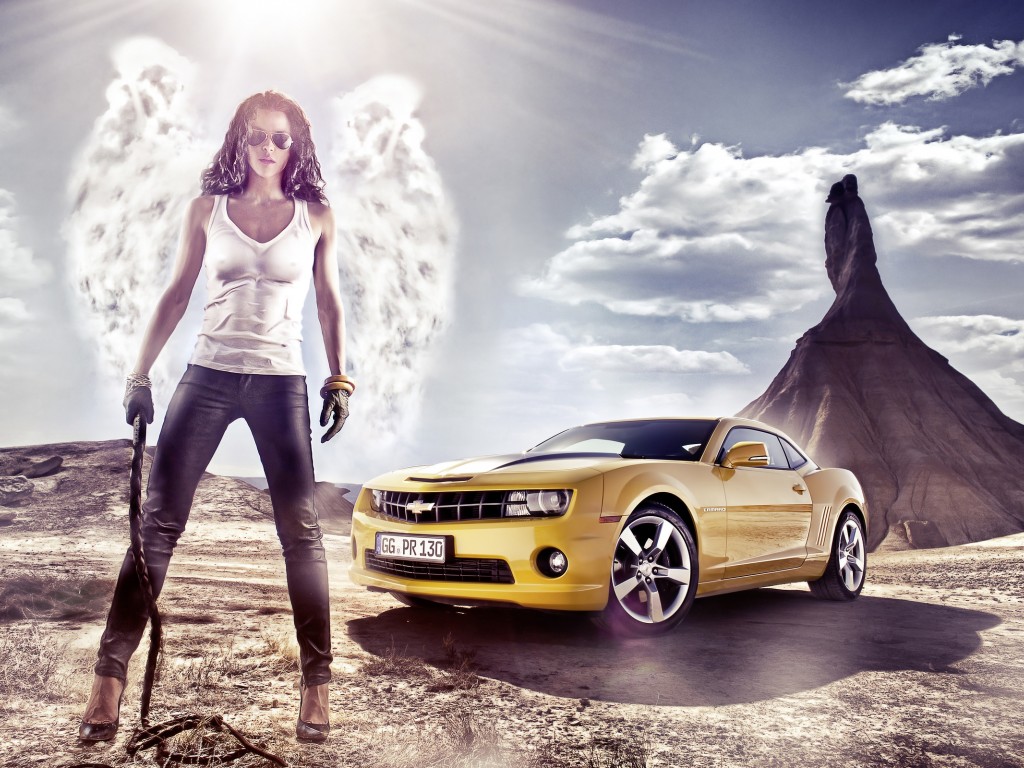 Chevrolet Camaro и девушка-ангел 1024x768