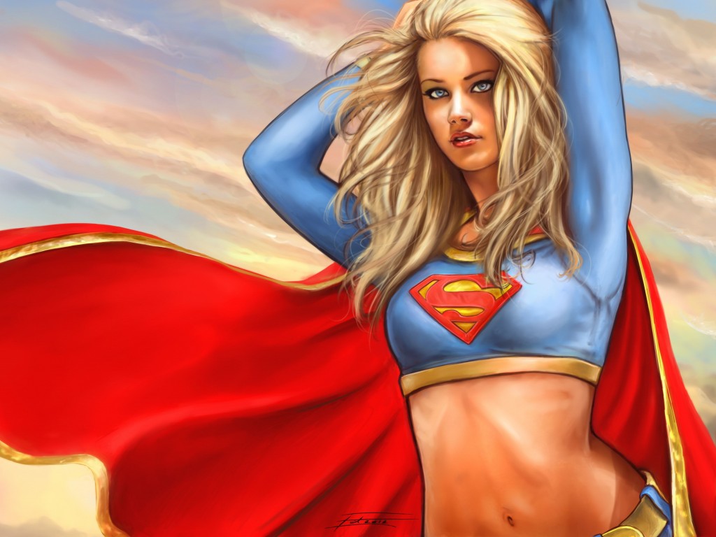 Рисунок блондинки Supergirl 1024x768