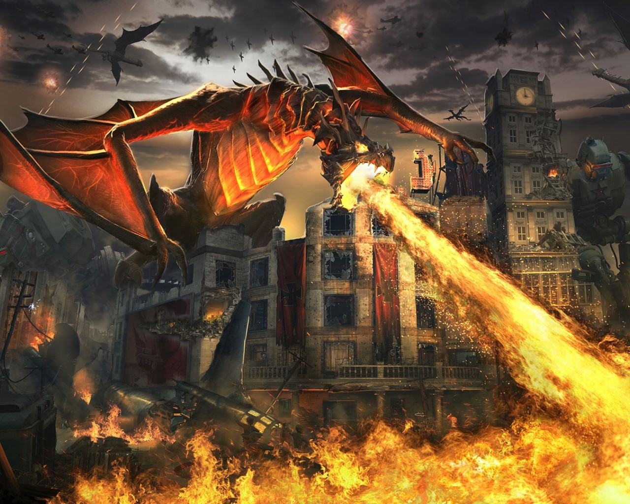Огнедышащий дракон, CoD: Black Ops 3 Descent 1280x1024