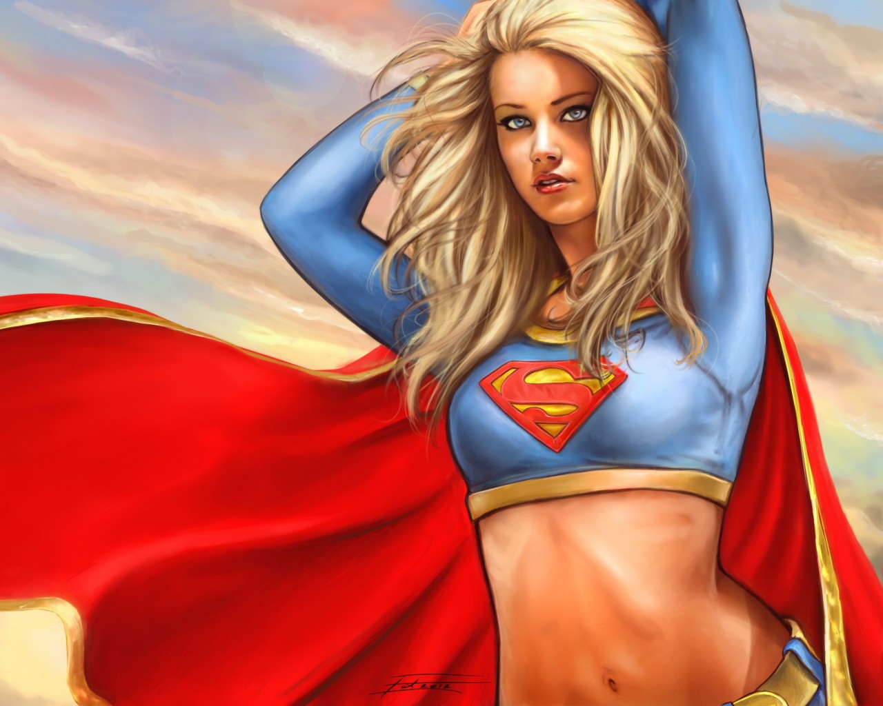 Рисунок блондинки Supergirl 1280x1024