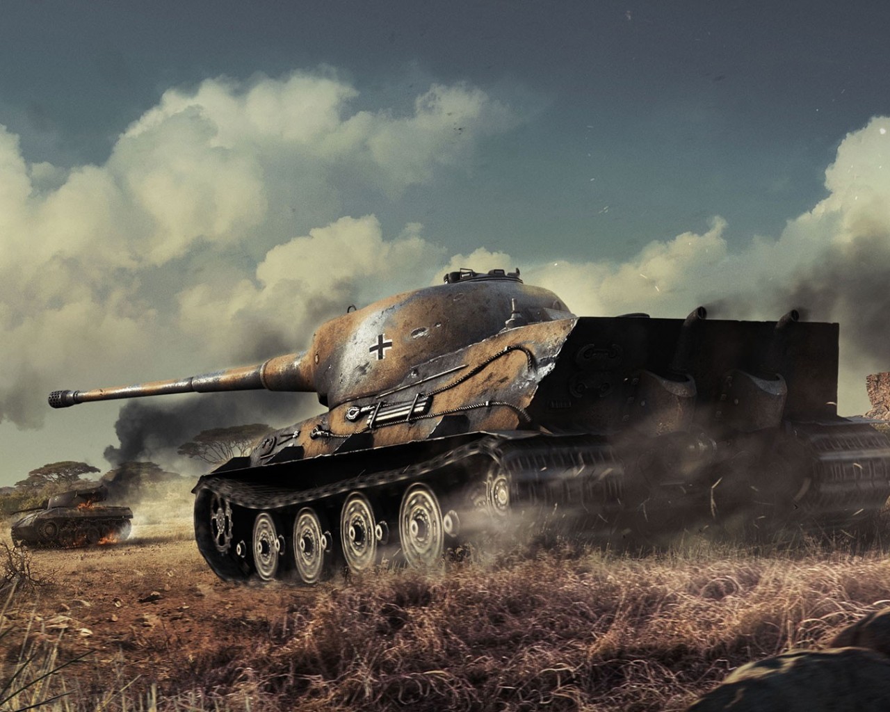 Обои Танк на поле боя, World of Tanks 1280x1024 скачать бесплатно на  рабочий стол