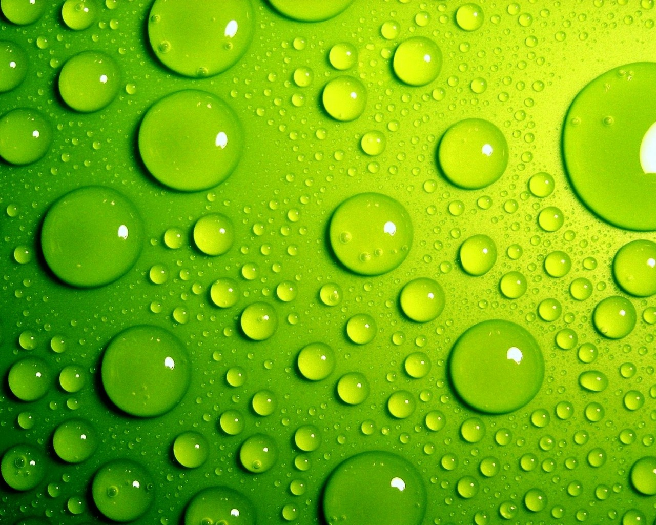 Зеленые капли воды 1280x1024