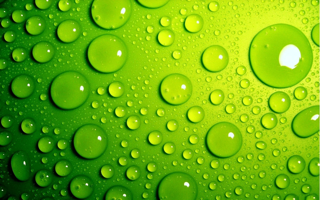 Зеленые капли воды 1280x800