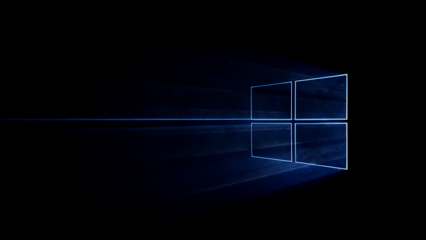 Логотип Windows на темном фоне 1366x768