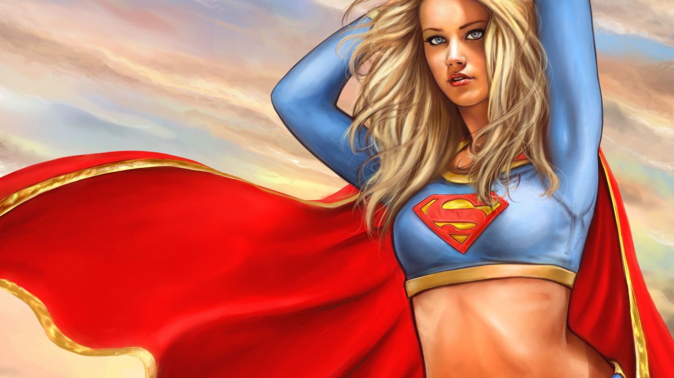 Рисунок блондинки Supergirl 1366x768