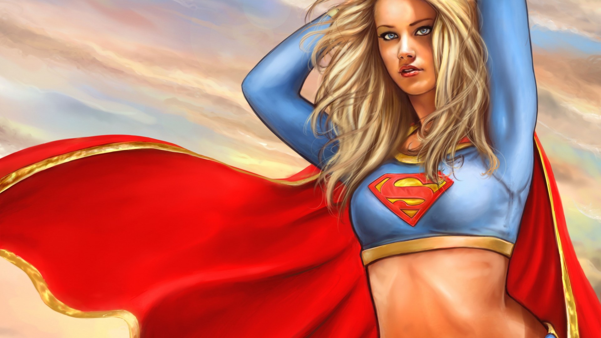 Рисунок блондинки Supergirl 1920x1080