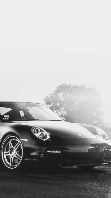 Черно-белый снимок Porsche 911 360x640